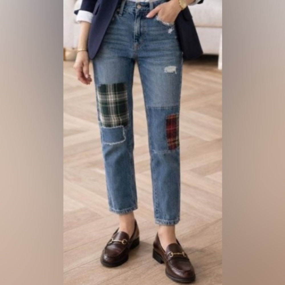 Polo Ralph Lauren Astor Slim Boyfriend Patchwork Distressed Denim Jeans 14